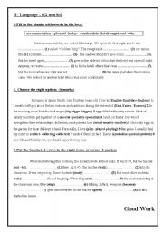 English Worksheet: test 3 Language part 8th form