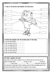 English Worksheet: parts of the body