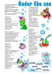 English Worksheet: Song - UNDER THE SEA - The Little Mermaid