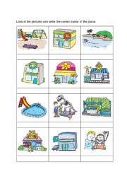 English Worksheet: Look at the pictures and write the correct name of the place