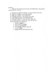 English Worksheet: adjectives