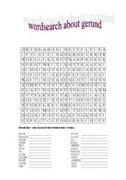 English Worksheet: wordsearch about ing form