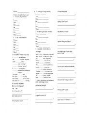 English Worksheet: to be and to have (got) revision test