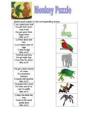 English Worksheet: Monkey Puzzle