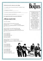 English Worksheet: All you need is love- The Beatles
