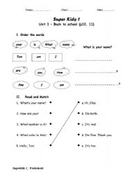 English Worksheet: School things