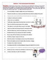 English Worksheet: subject-verb agreement exercise
