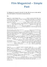 English Worksheet: Film Megamind - Simple Past: Regular and Irregular Verbs