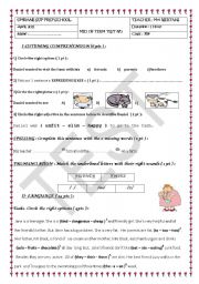 English Worksheet: MID TERM TEST (3) 7TH FORM