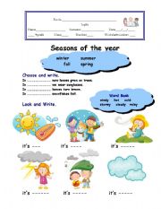 English Worksheet: seasons