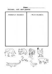 English worksheet: Are these animals Wild or domestic?