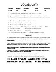 English worksheet: VOCABULARY AND SAYINGS