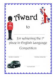English Worksheet: Award