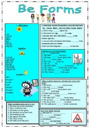 English Worksheet: Be Forms 