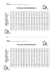 English Worksheet: The solar system wordsearch