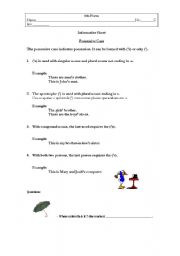 English worksheet: POSSESSIVE CASE