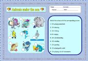 English Worksheet: sea animals matching