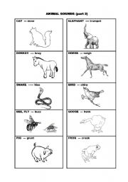 English worksheet: Animal sounds (part 2)