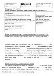 English Worksheet: 7TH FORM TEST/ LANGUAGE