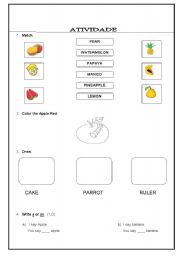 English Worksheet: fruits