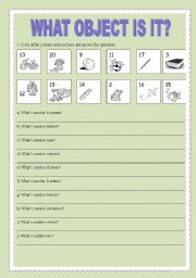 English Worksheet: Numbers 1 to 20 and vocabulary