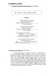 English Worksheet: mid-term test for 9th form tunisian curriculum 
