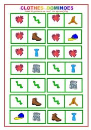 English Worksheet: Clothes DOMINOES
