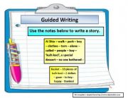 English Worksheet: guided writing; a story