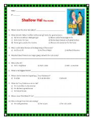 English Worksheet: SHALLOW HAL movie questions