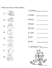 English Worksheet: Vocabulary Clothes 