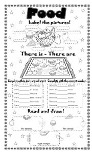 English Worksheet: Food + four different activities