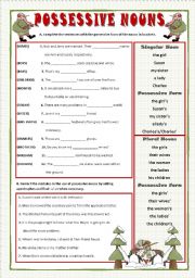 English Worksheet: Possessive Nouns Worksheet