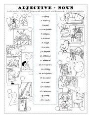 English Worksheet: adjectives and nouns