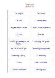 English worksheet: On the spot decision!