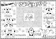 English Worksheet: shapes wordsearch