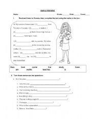 English Worksheet: Present Simple: Sentences and questions.