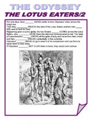 English Worksheet: THE ODYSSEY/THE LOTUS EATERS/2/SIMPLE PAST