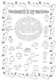 English Worksheet: Wordsearch in my wardrobe