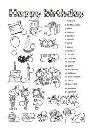 English Worksheet: Happy Birthday - 1 of  6