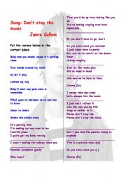 English worksheet: Song  and vocabulary comprehension : Dont stop the music (Jamie Cullum)