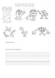 English Worksheet: MONSTERS