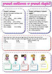 English Worksheet: Present continuous or present simple?