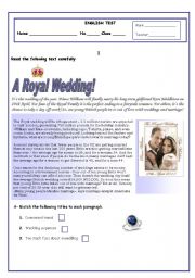 English Worksheet: A Royal Weddind