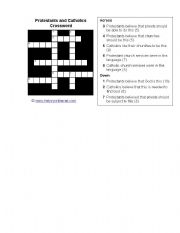 English worksheet: Protestants vs Catholics crossword