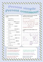 English Worksheet: Present simple, continous