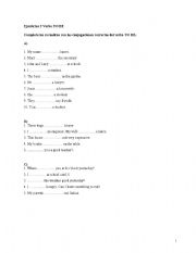 English worksheet: Verb to be