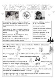 English Worksheet: A royal wedding william and kate