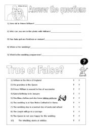 English Worksheet: Question on Kate and Williams wedding