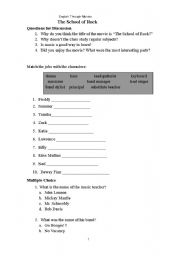 English worksheet: school of rock