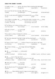 English Worksheet: 7th Grade SBS Test - 50 Questions
